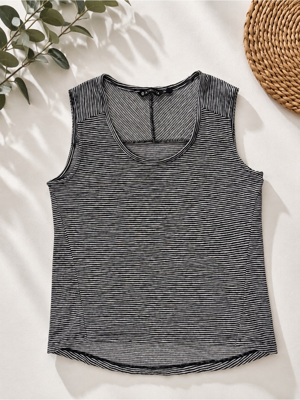 Athleta Black White Striped Modal Tank Top Small
